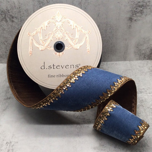 Lush Velvet countessa scallop jewel trim, dusty blue