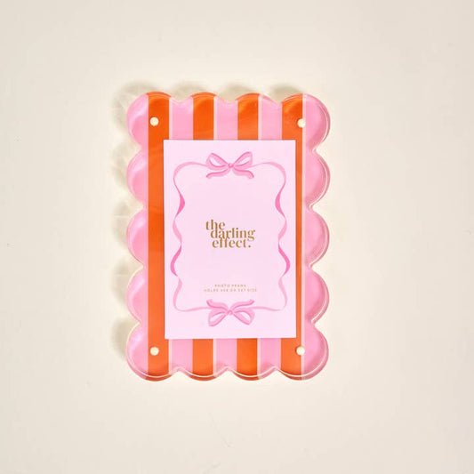 Rectangle Scalloped Picture Frame– Stripes Blue