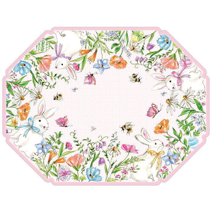 Pink Spring Bunnies Posh Die-Cut Placemats