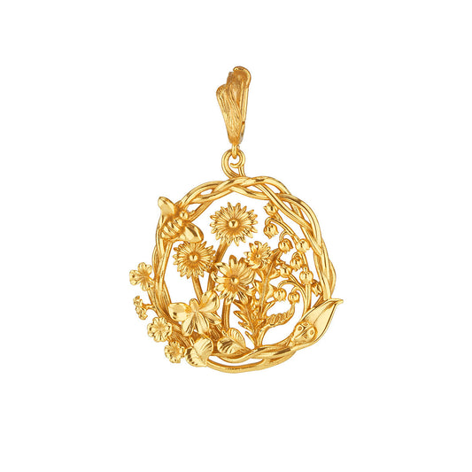Meadow Wildflower Pendant - Gold