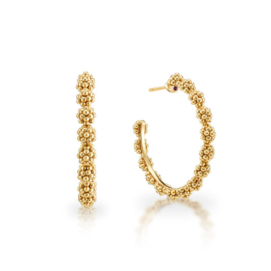 Berry Icon Medium Hoop Earrings - Gold Berry