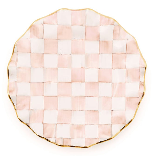 Rosy Check Ceramic Fluted Dessert Plate