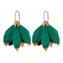 Emerald Gold Dipped Feather Tassel Statement Earrings
