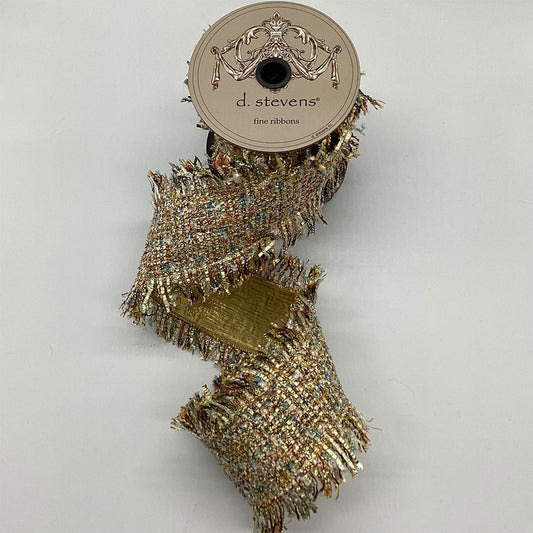 Blissful Boucle Frayed Edge - White Gold - 4" x 5yds