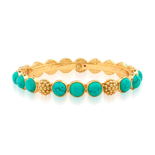 Berry Gem Hinged Bangle - Turquoise
