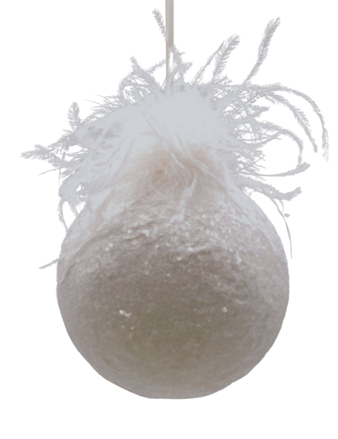 Bauble Ornament - Small, Cream, Ostrich Feathers - Mocha