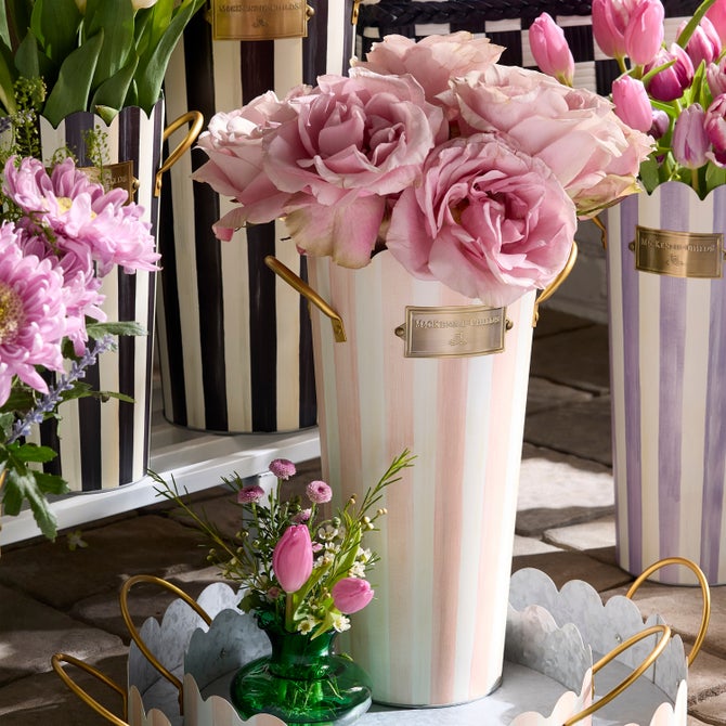 Rosy Stripe Flower Bucket - Lg.