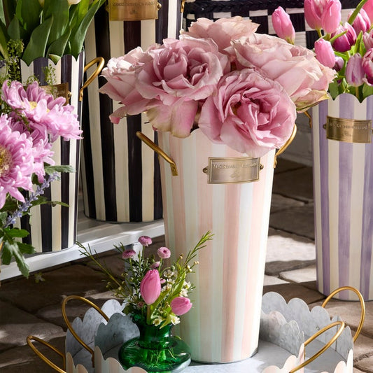 Rosy Stripe Flower Bucket - Lg.