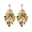 Pink and Green Camo Petite Palm Statement Drop Earrings