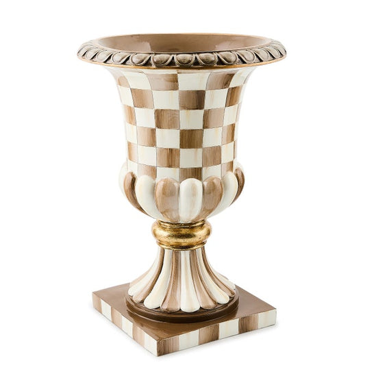 Mocha Check Tabletop Urn