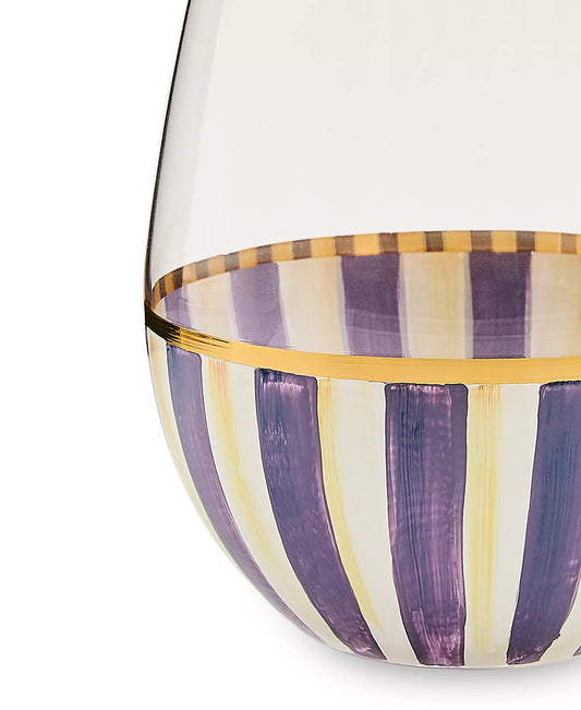 Violet Stripe Stemless Wine Glass