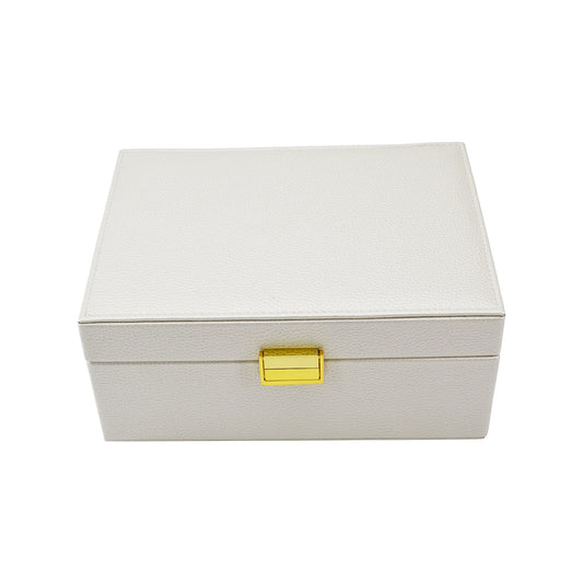 Leah 2 Tier Jewelry Box - Pearl White