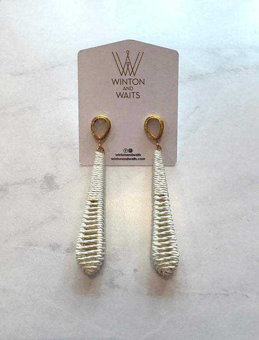 Dewdrop Raffia Earring - White