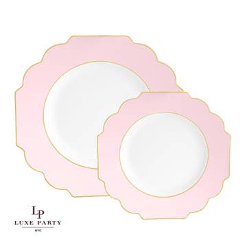 10.7" Scalloped Blush Plastic Plates | 10 Pack
