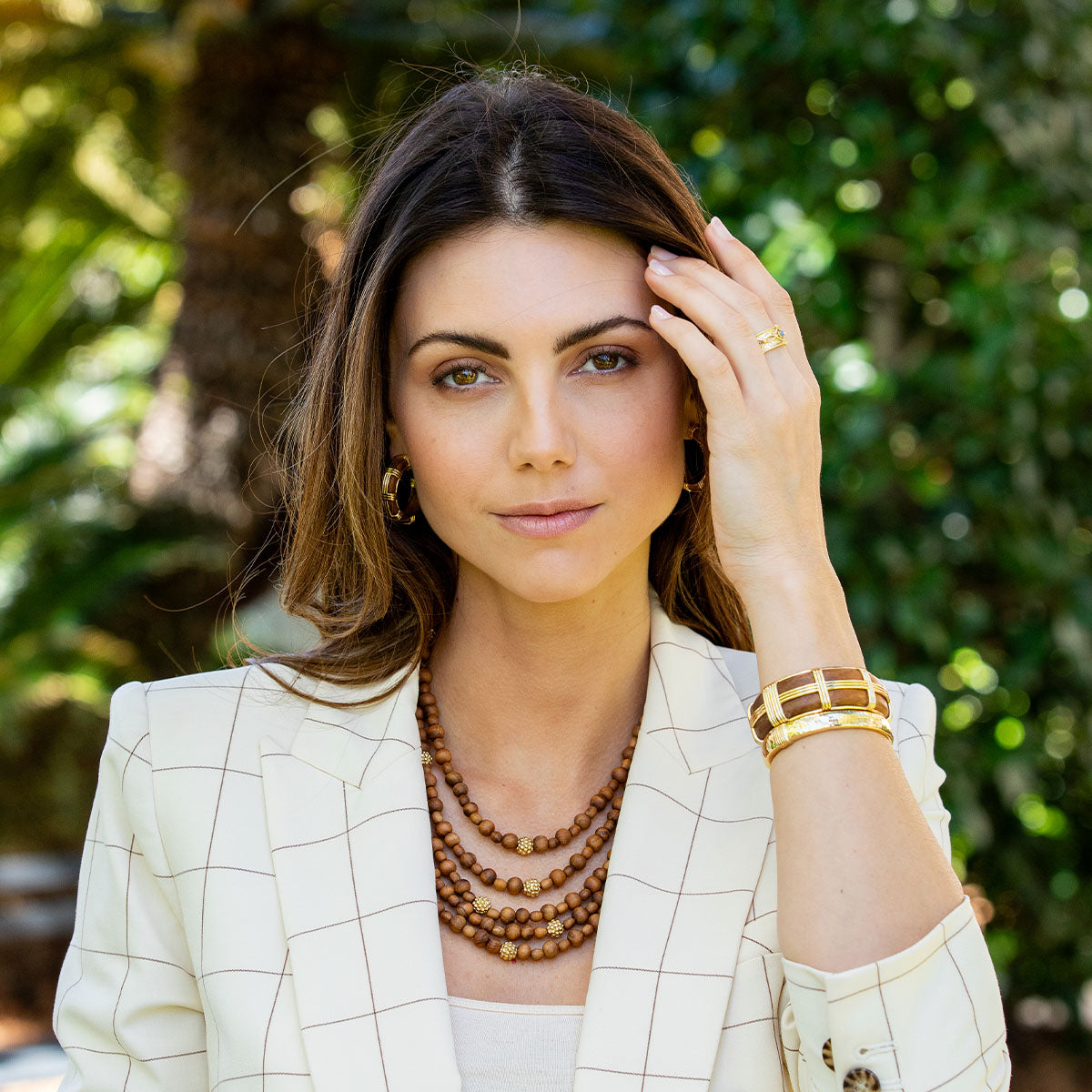 Gaia Hinged Bangle - Teak