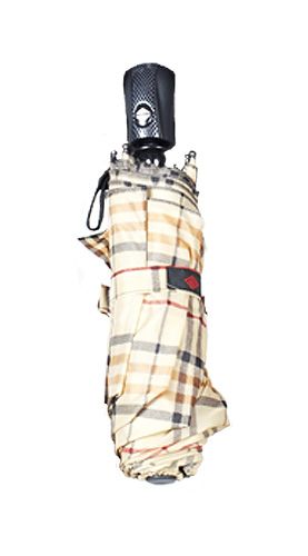 Mini Folding Umbrella Tan Tartan