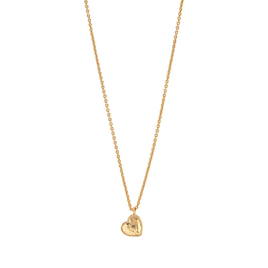 Love Heart Charm Necklace, 16"+2" - Gold