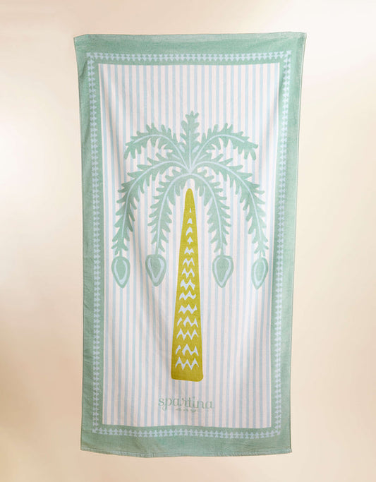 Beach Towel Palm Stripe Sea Foam