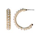 Natural Studded Pearl Raffia Statement Hoop Earrings