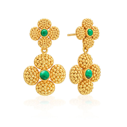 BERRY CLOVER DUO EARRINGS - MALACHITE BERRY