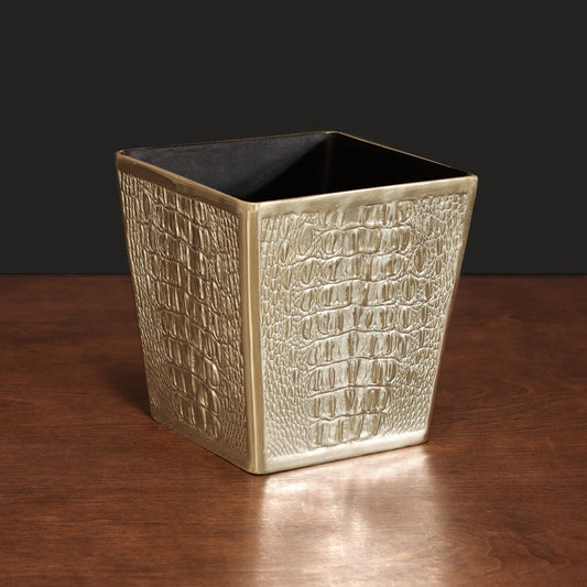 SIERRA MODERN Croc Luxe Bath Wastebasket (Gold)