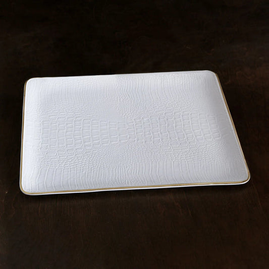 Thanni Croc Extra Large Tray White and Gold