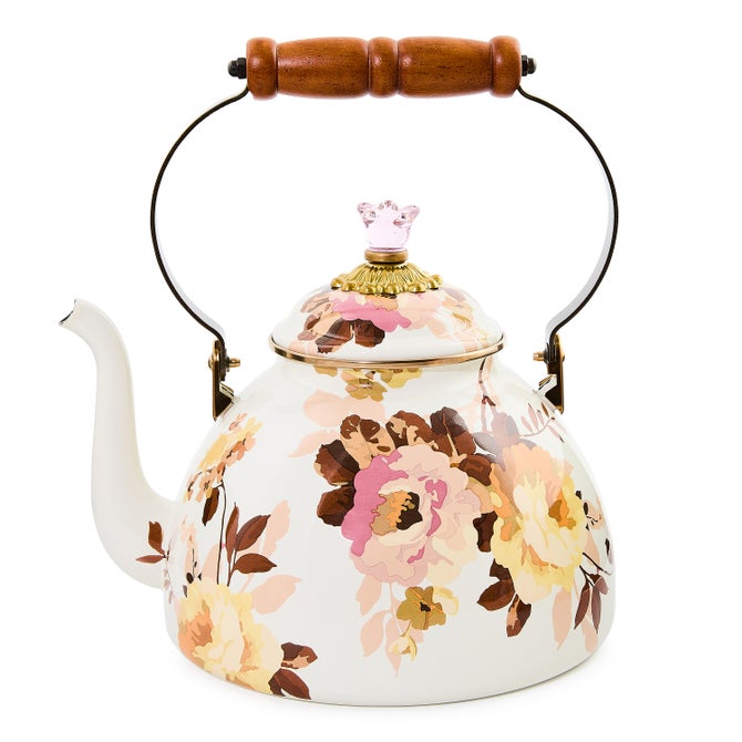 Wildrose White 2 Quart Tea Kettle