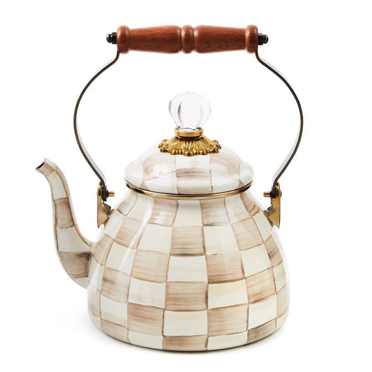 Mocha Check 3 Quart Tea Kettle
