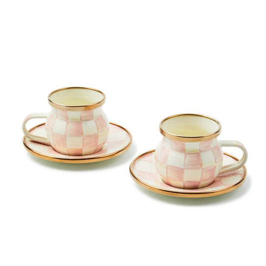 Rosy Check Espresso Cup & Saucer Set