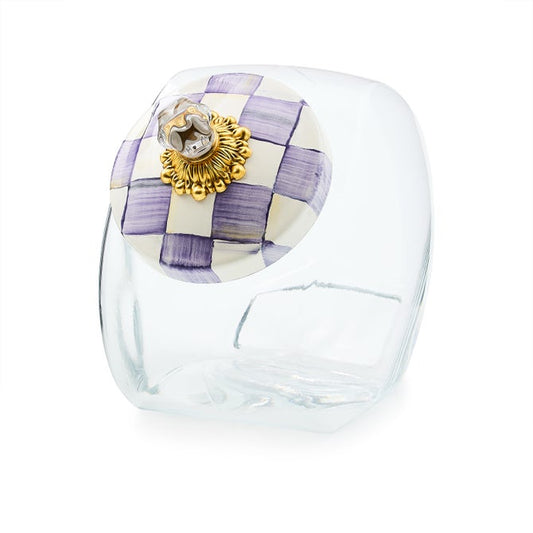 Sweets Jar with Violet Check Enamel Lid