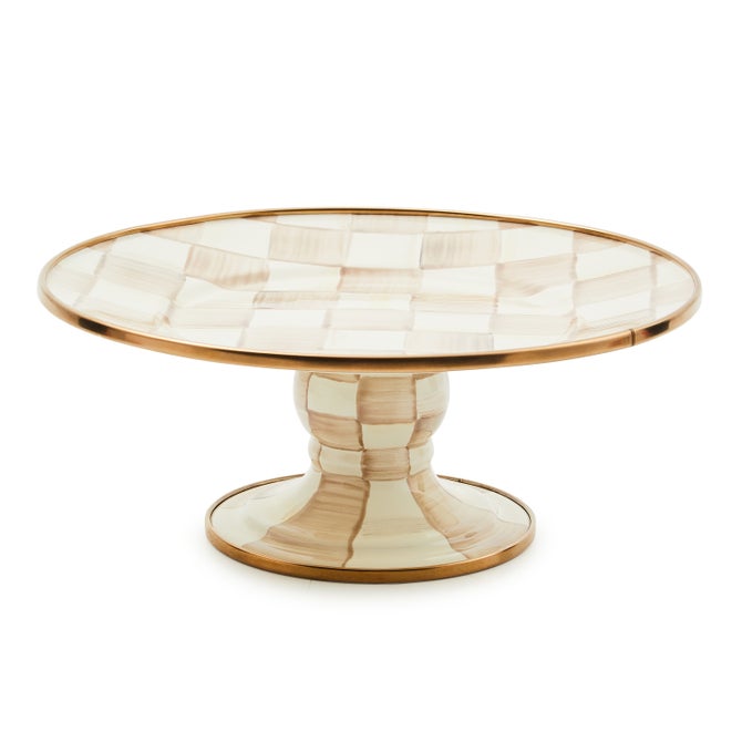 Mocha Check Mini Pedestal Platter