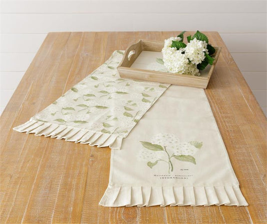 Reversible Table Runner - White Hydrangea