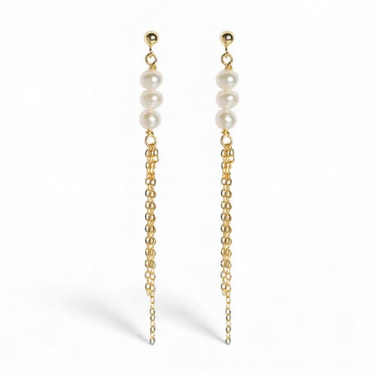 Linear Pearl Stud Earrings