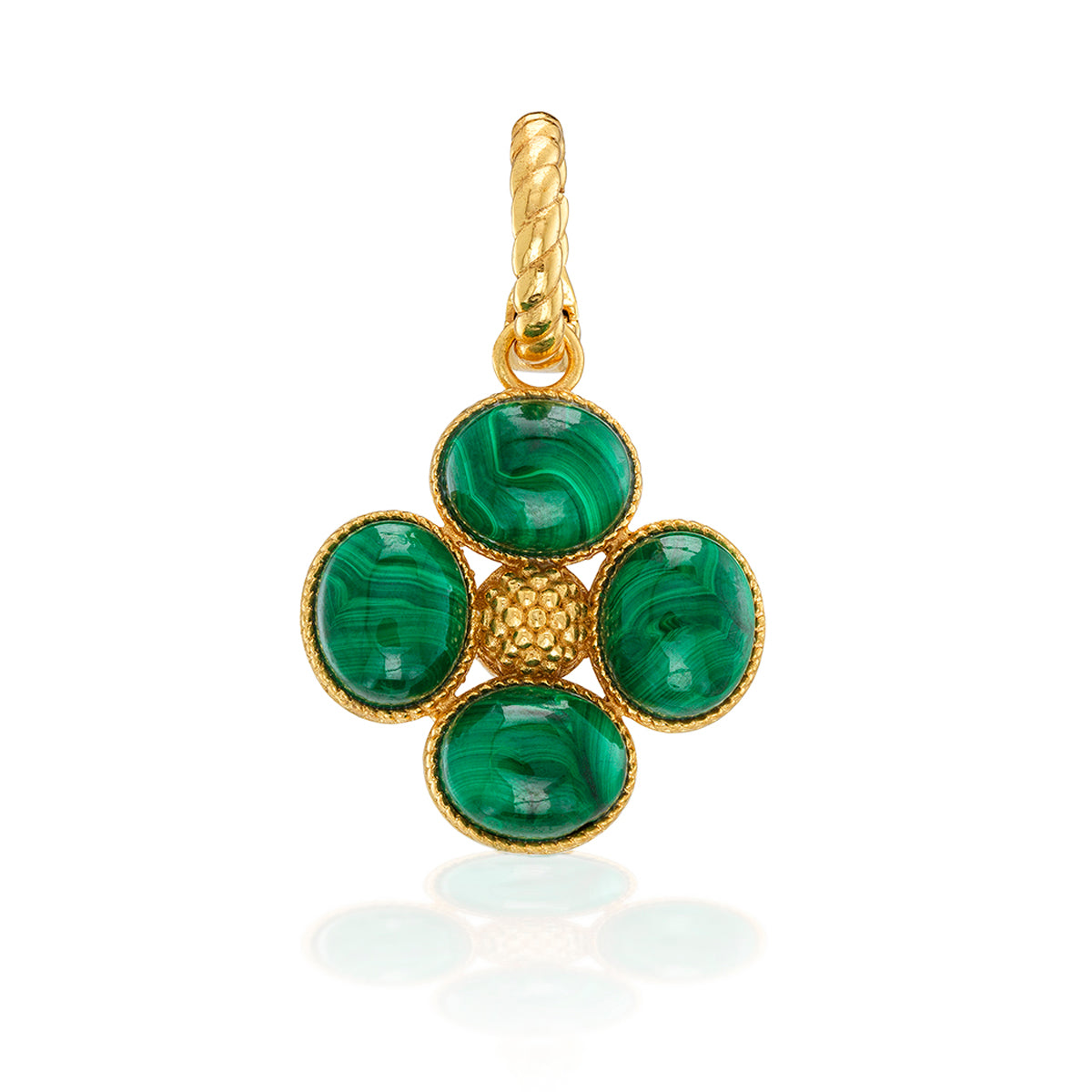 Clover Double Sided Pendant - Malochite