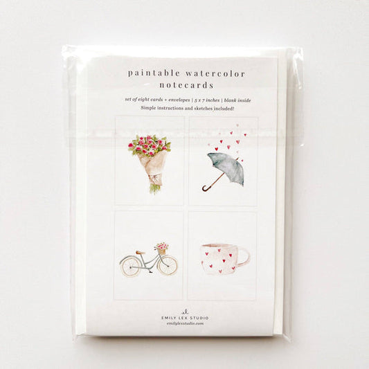 Love Sweet Love Paintable Notecards - Set of 8