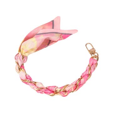 Gold Phone Chain with Scarf - Pink & Blue