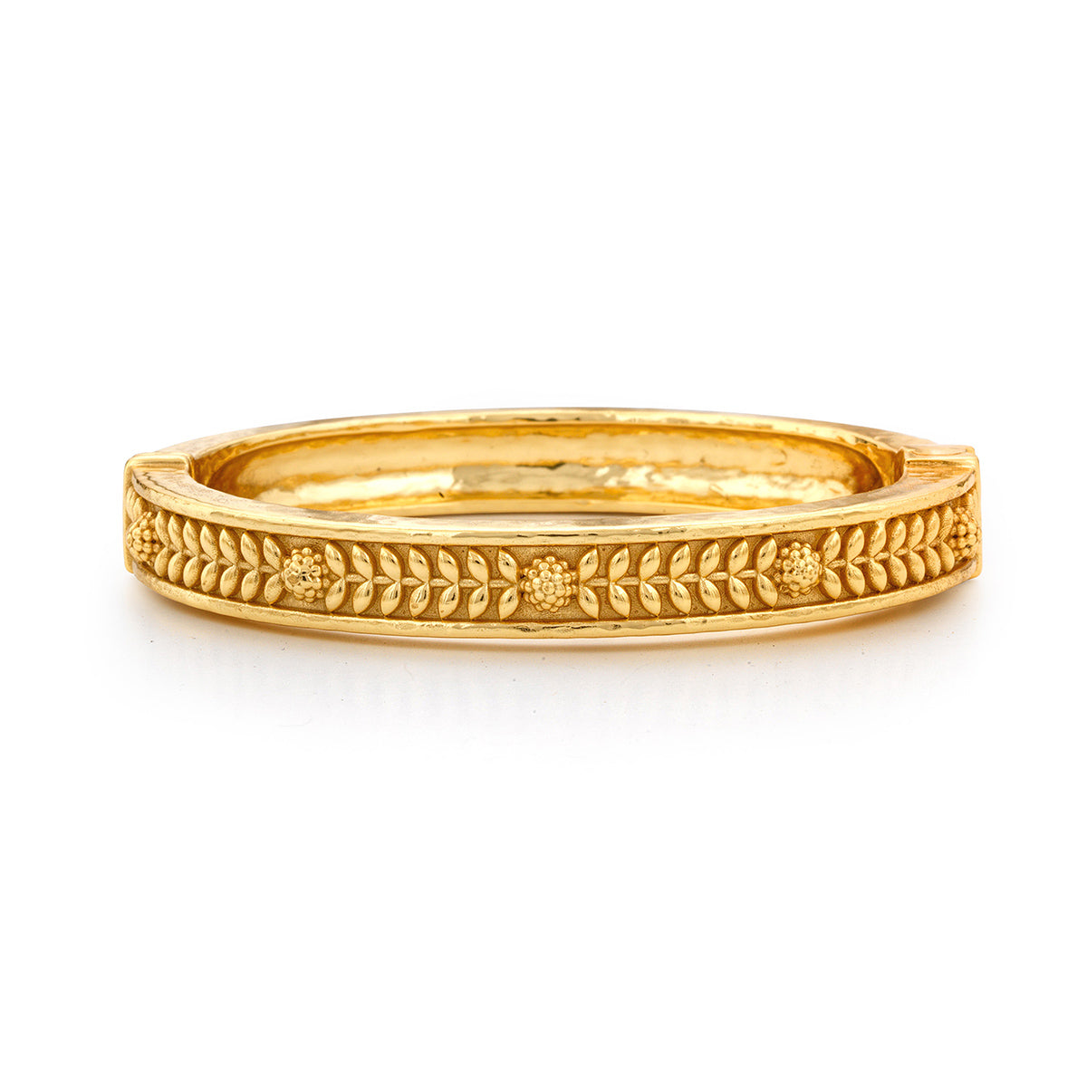 Berry Vine Hinged Bangle, S/M - Gold Berry