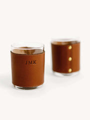 Rocks Glasses - Tumbled Chestnut / Single Letter Monogram