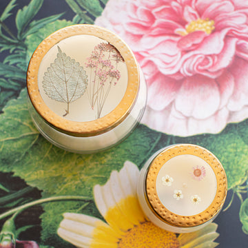 Pressed Floral Candle - Apricot Rose - Medium