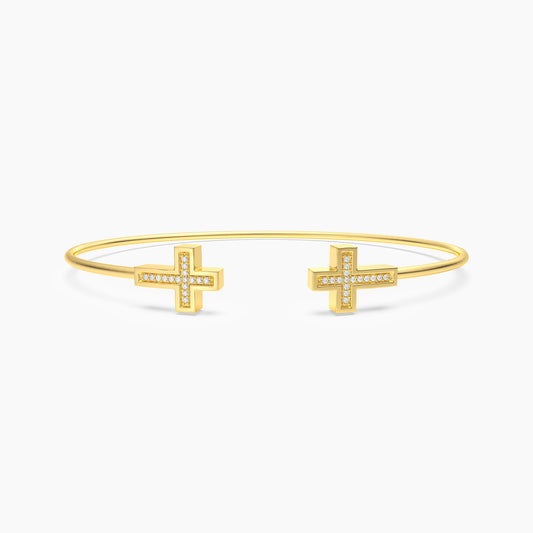 Gold Cross Flexi Cuff Bracelet Medium