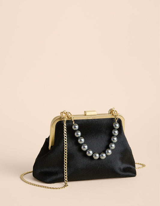 Cali Clutch Calf Hair Black