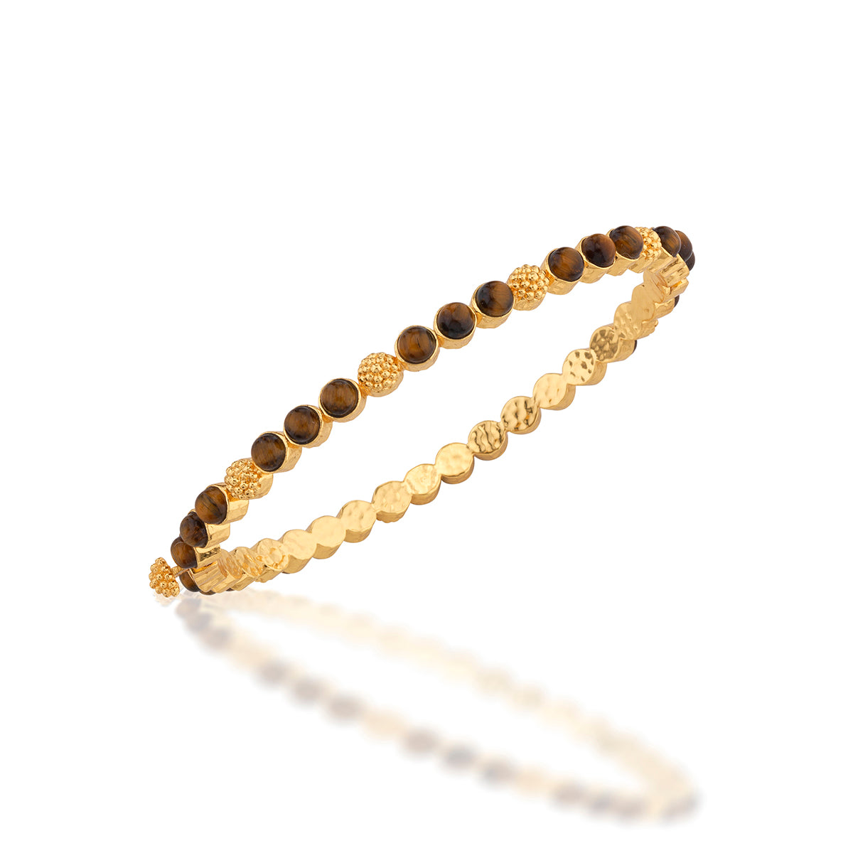Berry Gem Petite Hinged Bangle - Tiger's Eye