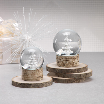 Snow Globe on Birch with Tree Design - Small