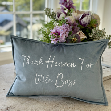 Decor Pillow, Thank Heaven for Little Boys, Velvet Light Blue