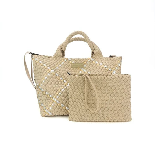 Classic Woven Tote - Beige Metallic