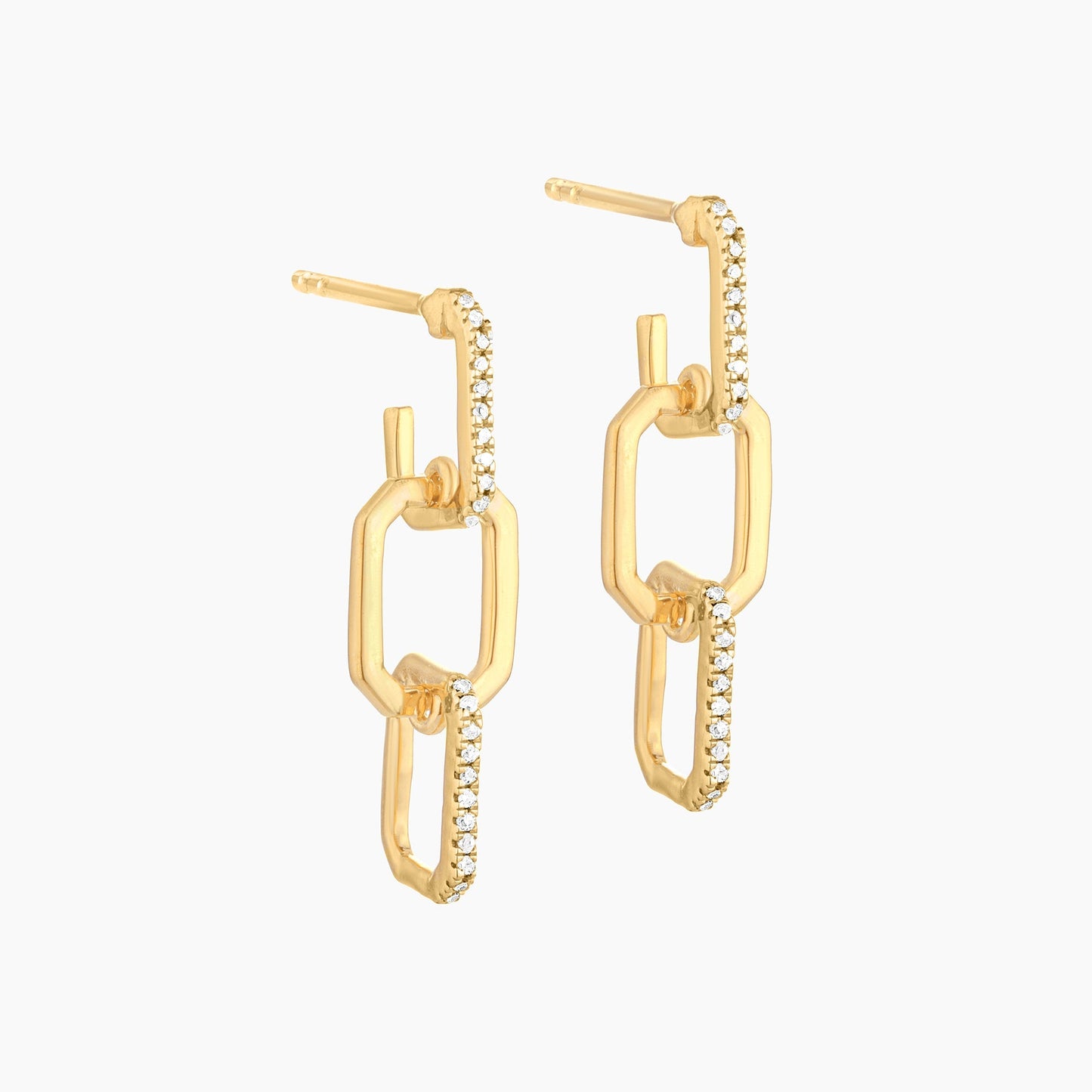 Gold Trio Link Drop Earrings