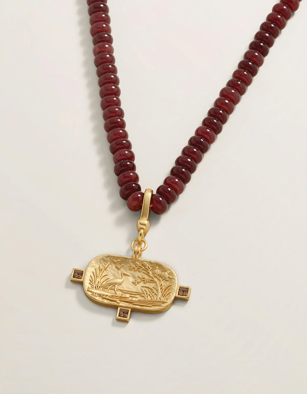 Salt Marsh Beaded Charm Necklace 18“ Bordeaux
