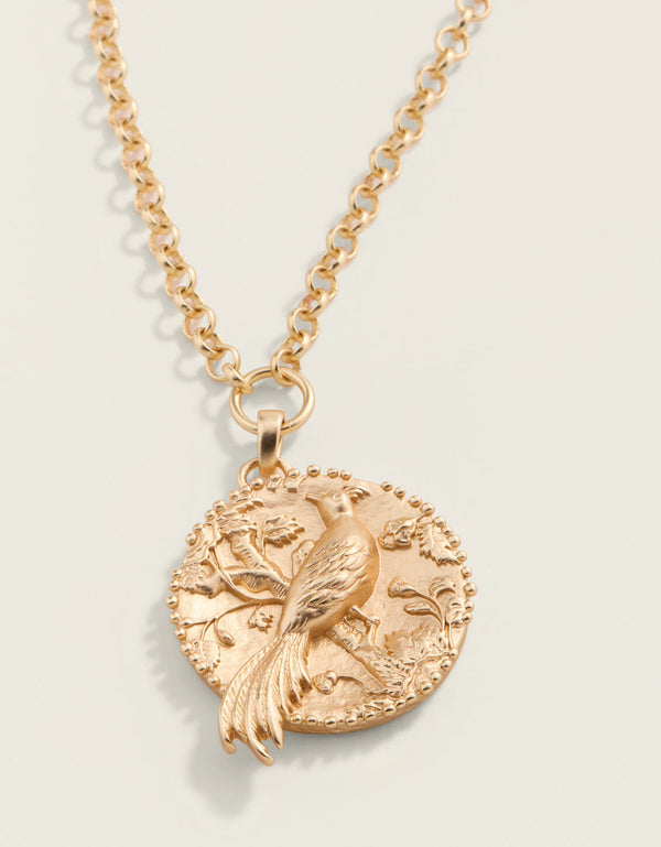 Japanica Bird Necklace 18" - Gold