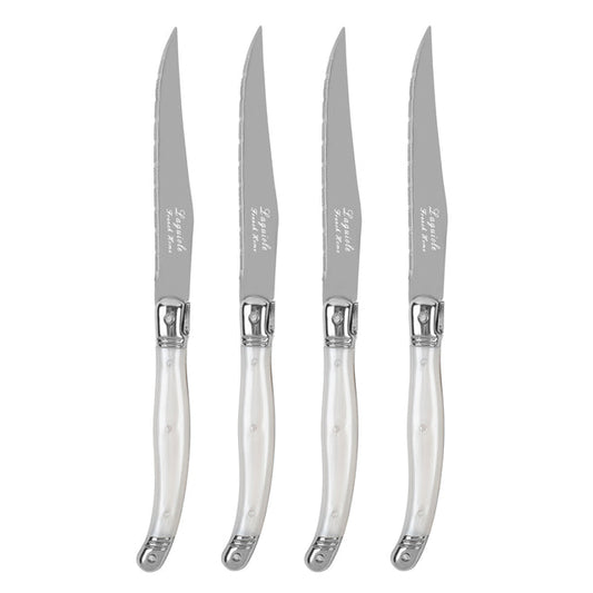 Pearl White 4-Piece Laguiole Connoisseur Steak Knife Set