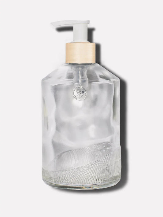 Empty Glass Bottle Clear, White Pump